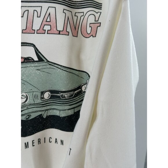 Grayson Threads Women's Ford Mustang Sweatshirt Crew Neck Off White Pink 1965 Md - Picture 3 of 8